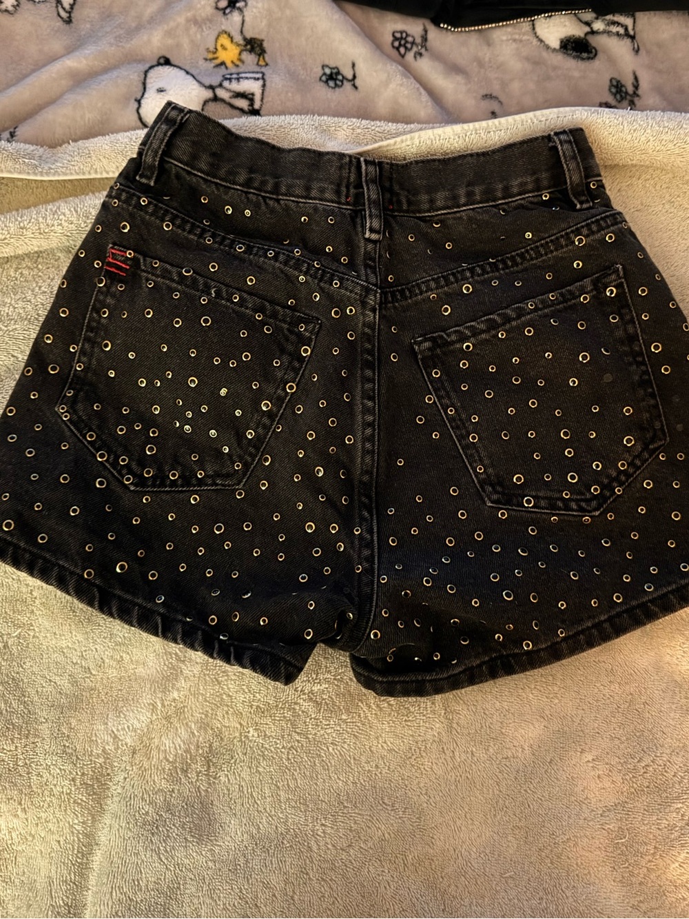 BDG Black Studded Eyelet Denim Shorts